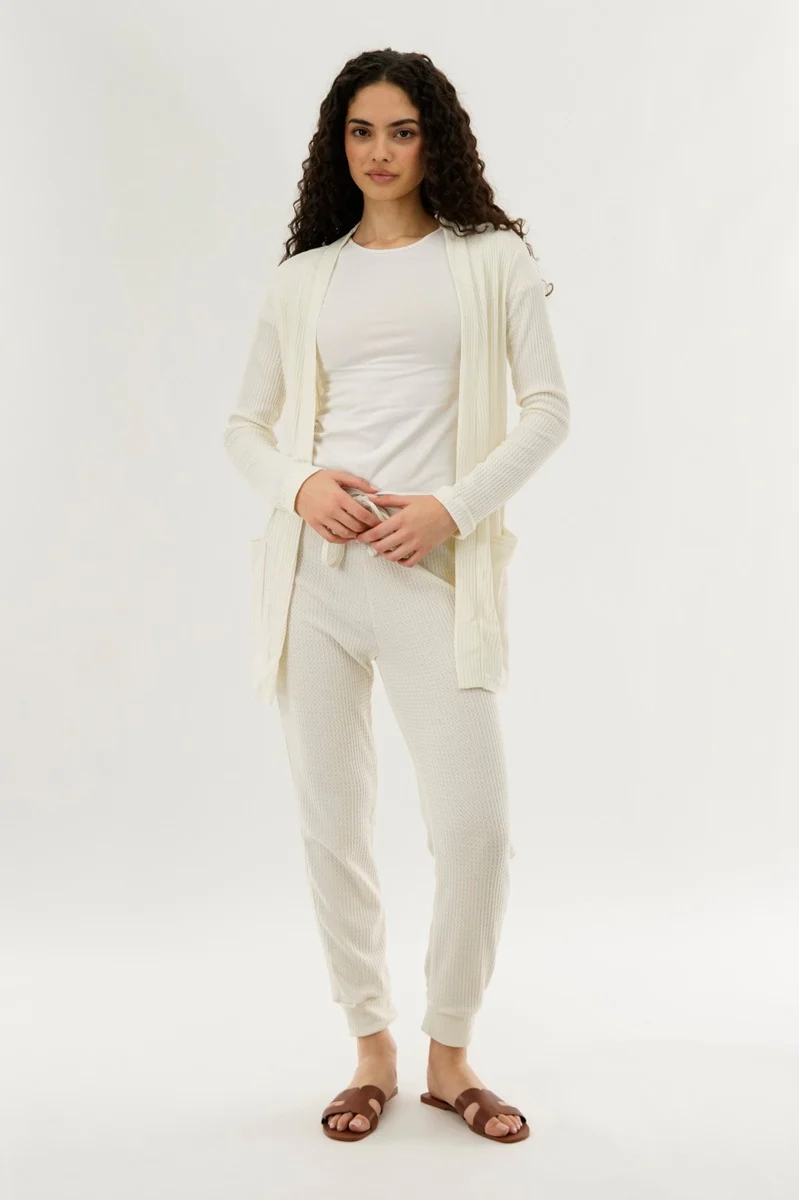International INC Company Waffle Knit Joggers - Cream - Image 5