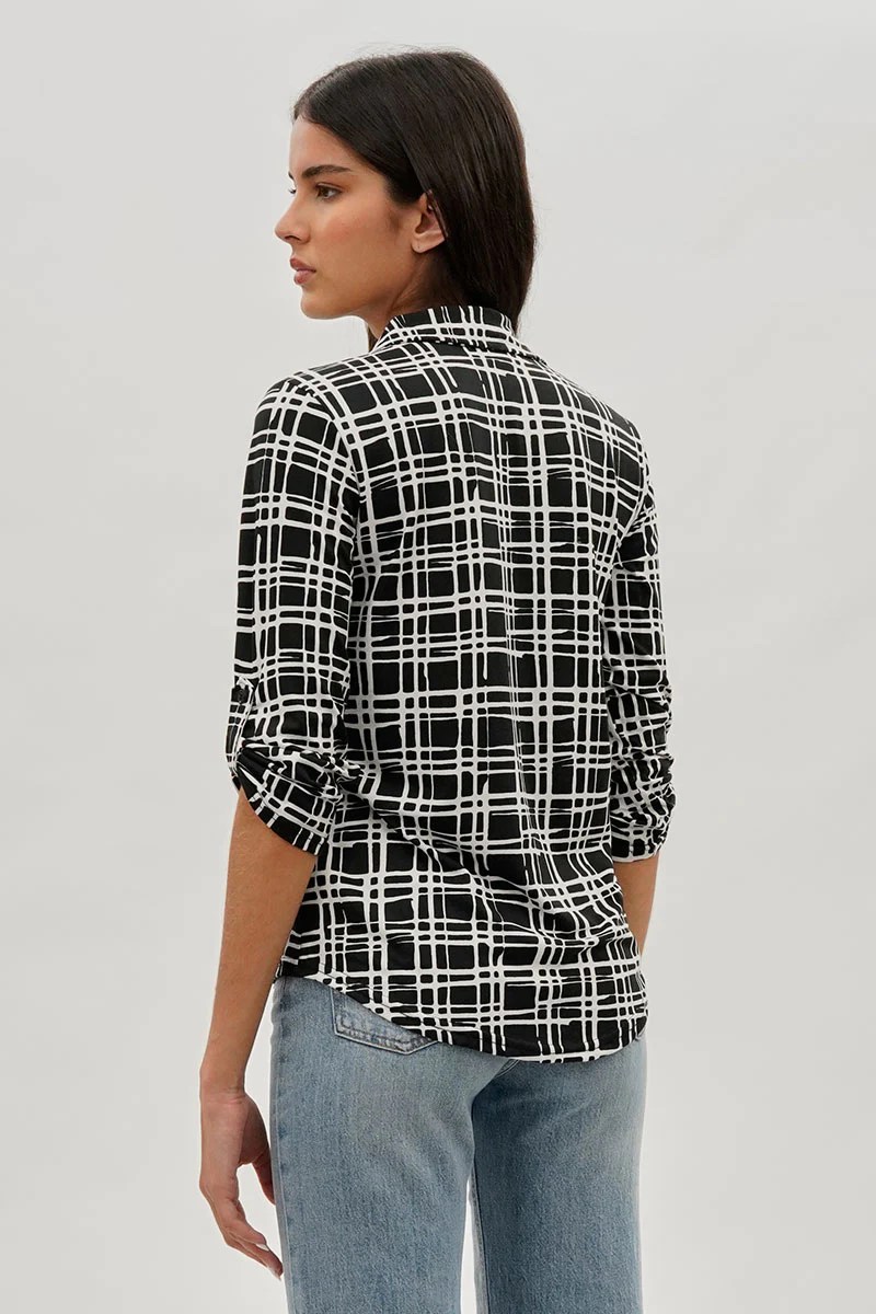 Majora Patterned Collared Blouse - Black - Image 3