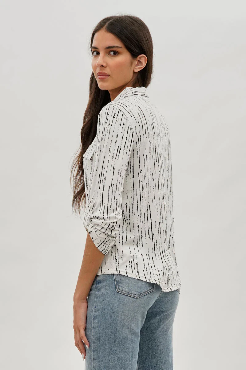 Majora Patterned Collared Blouse - White - Image 3