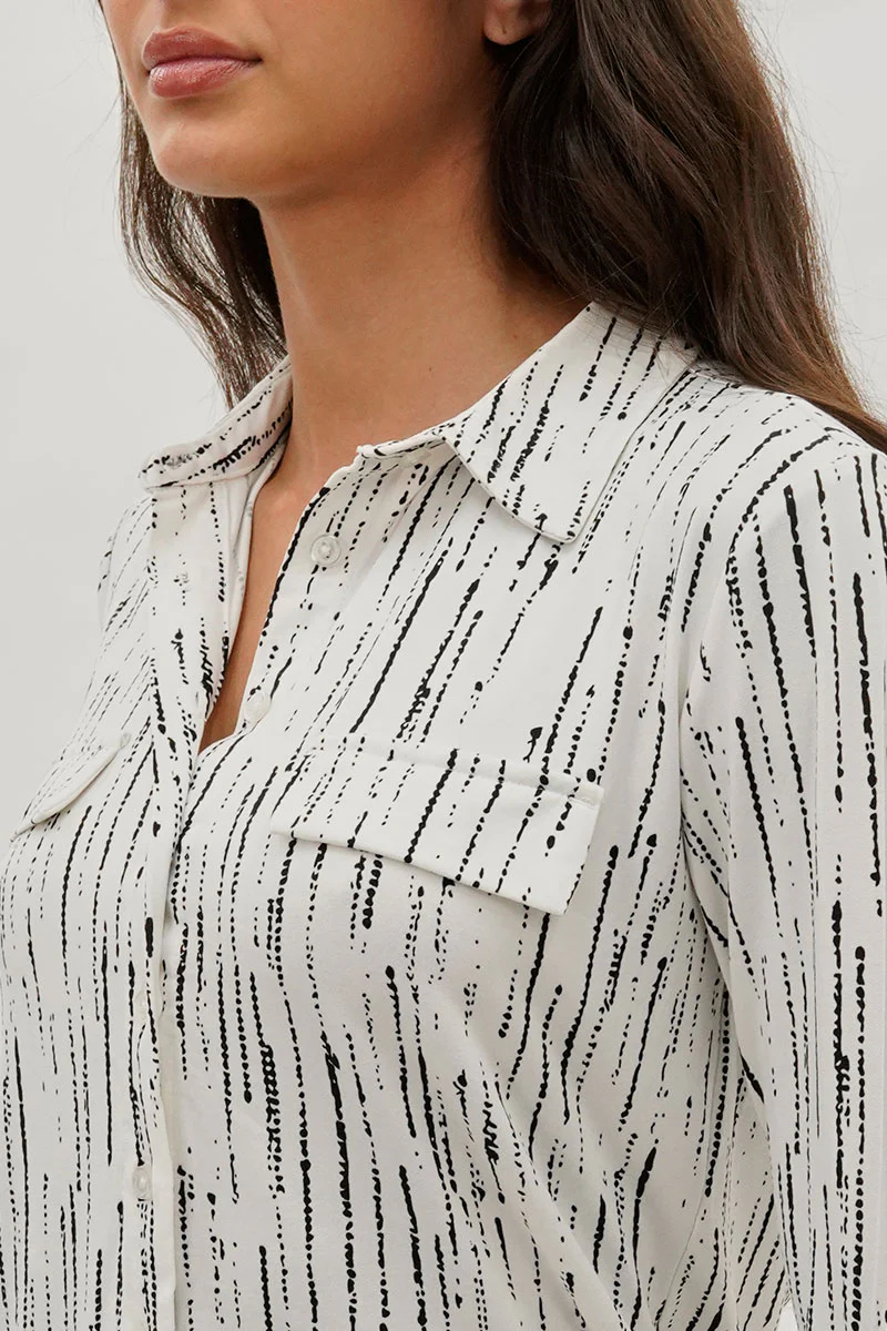 Majora Patterned Collared Blouse - White - Image 4