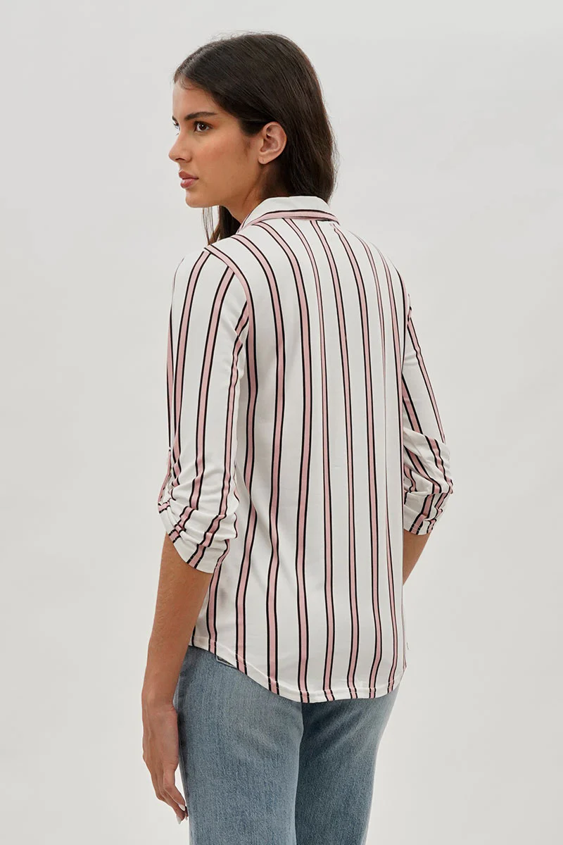 Majora Striped Collared Blouse - White - Image 3