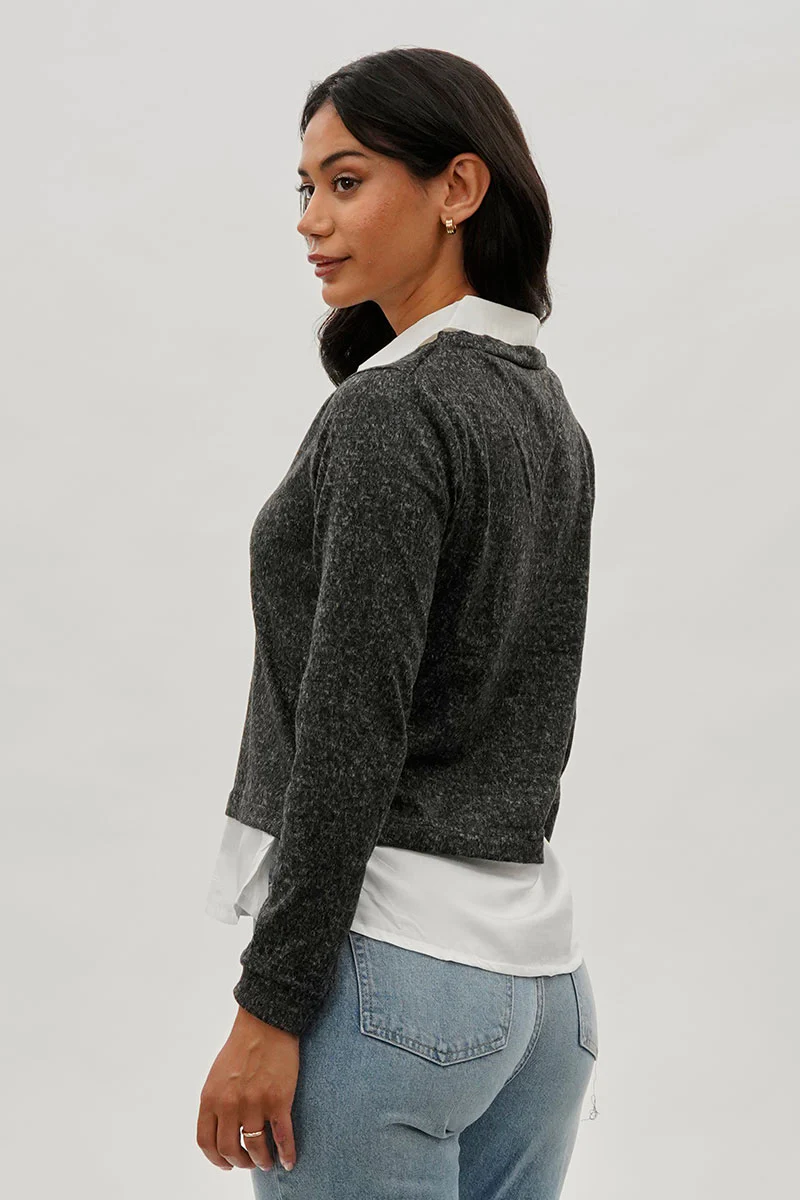 International INC Company Collared Pullover Sweater - Grey - Image 3