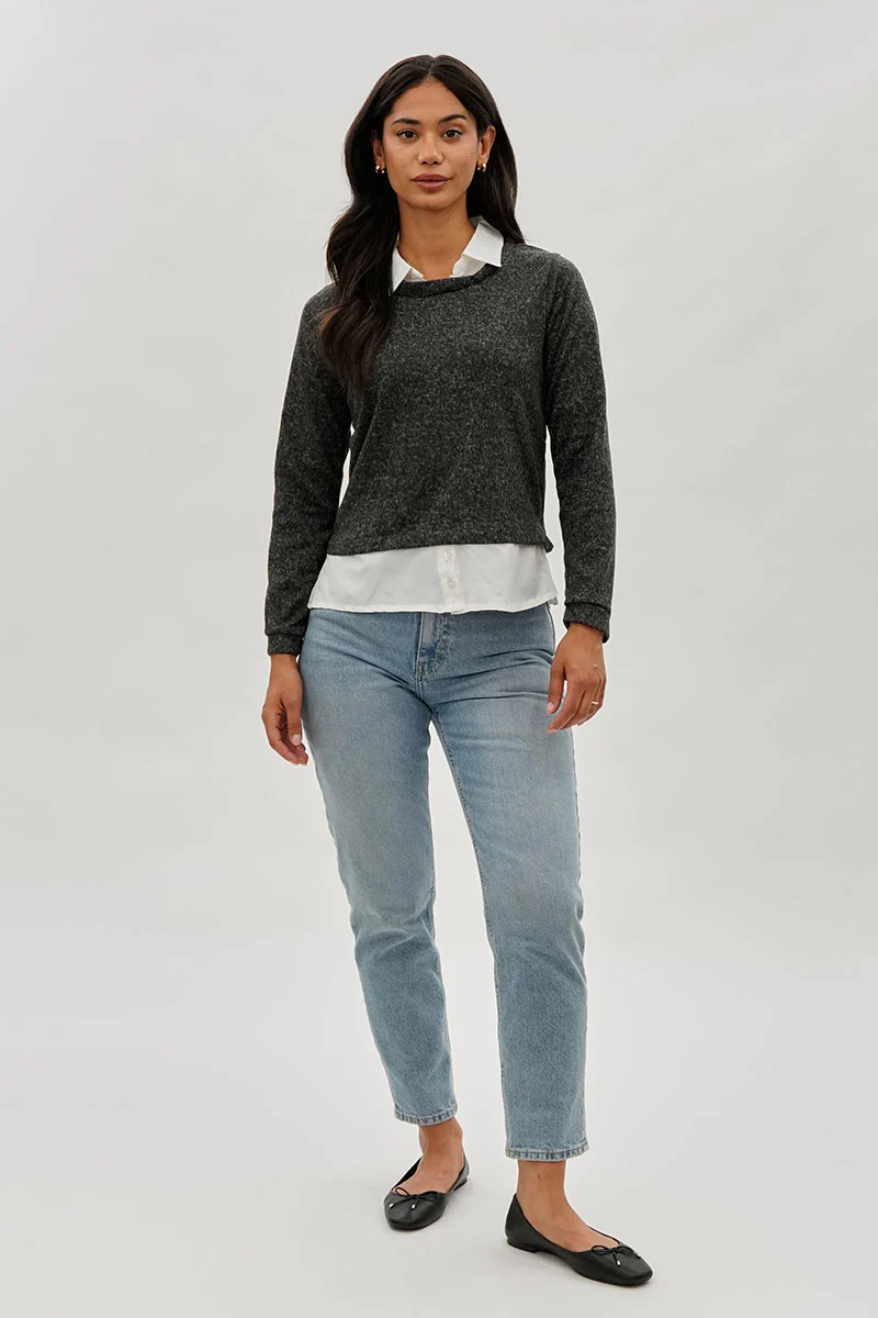 International INC Company Collared Pullover Sweater - Grey - Image 5