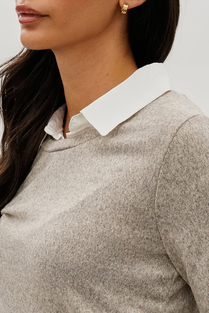International INC Company Collared Pullover Sweater - Cream - Image 4
