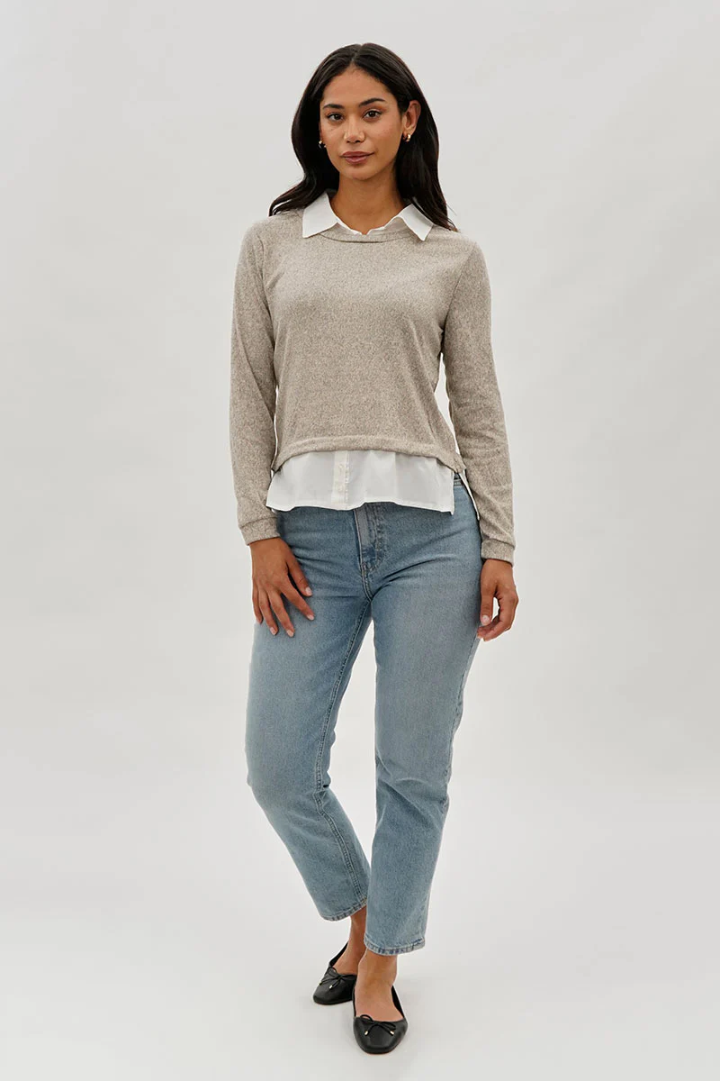 International INC Company Collared Pullover Sweater - Cream - Image 5
