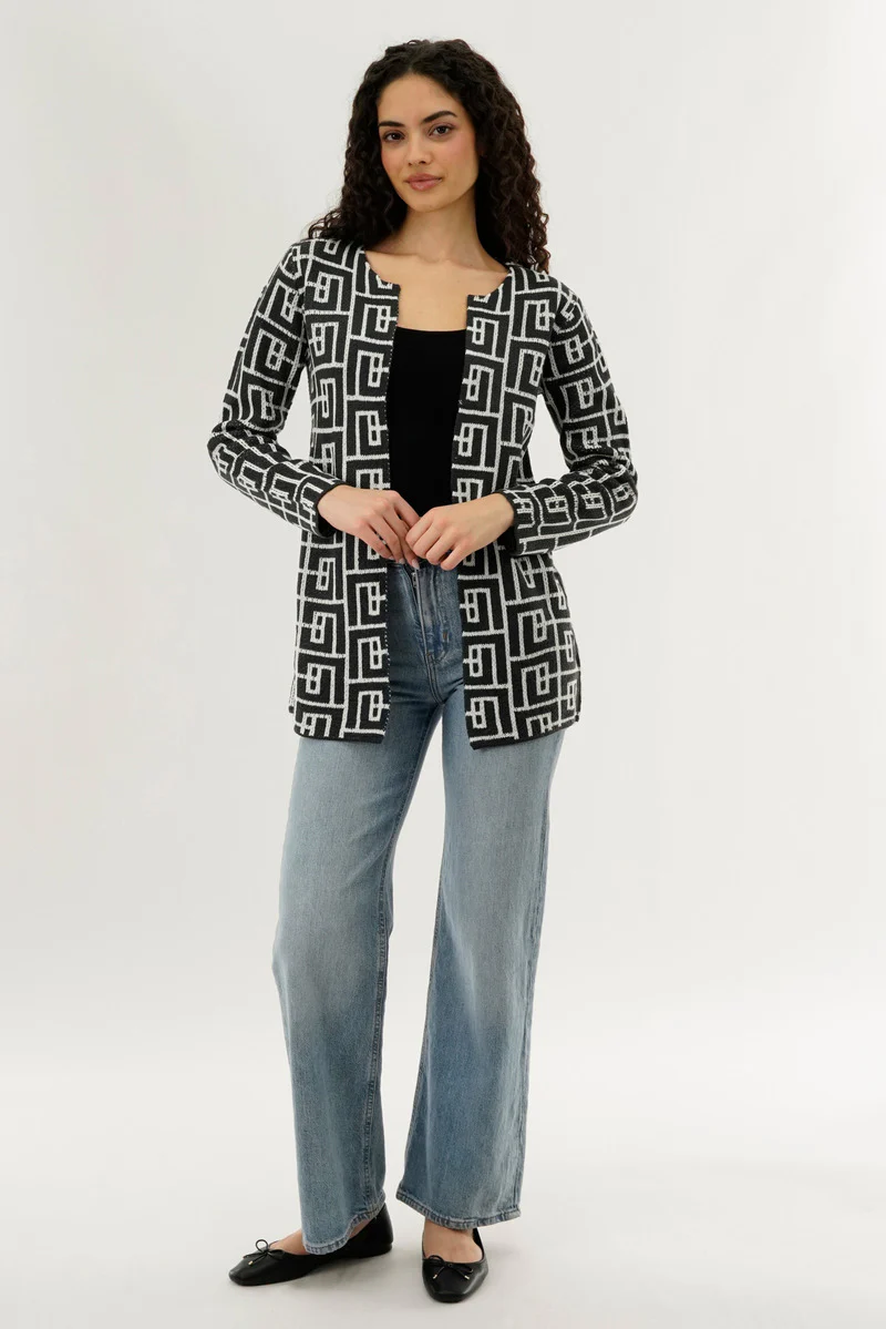 Beechers Brook Long Sleeve Knit Open Cardigan - Grey - Image 5