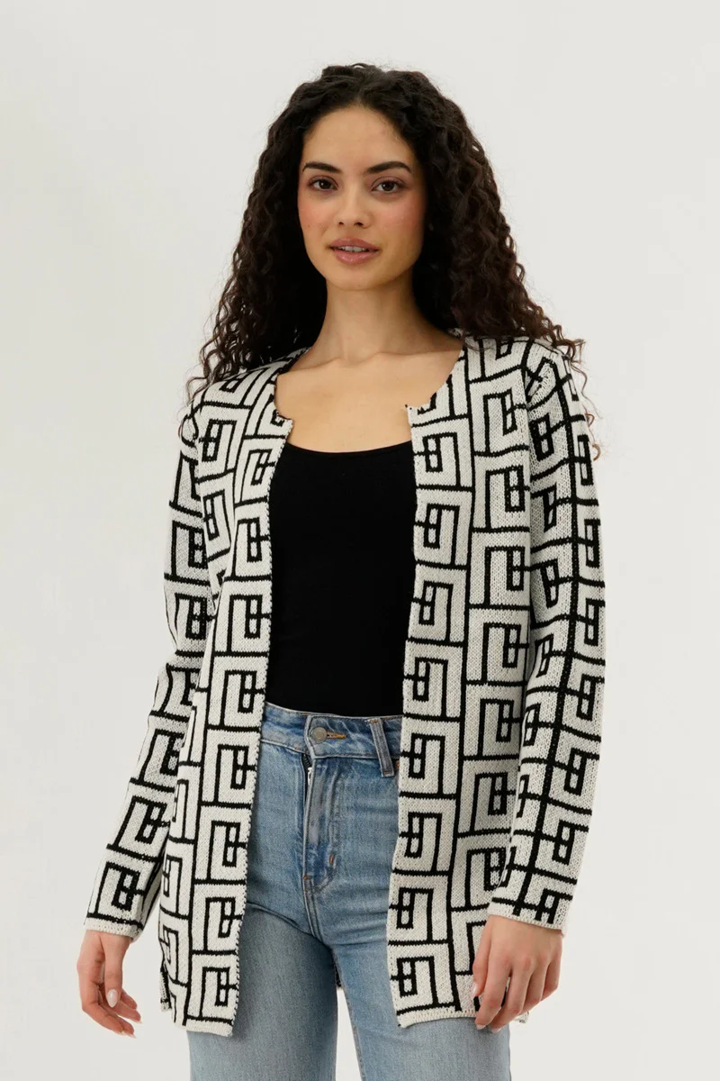 Beechers Brook Long Sleeve Knit Open Cardigan - Cream