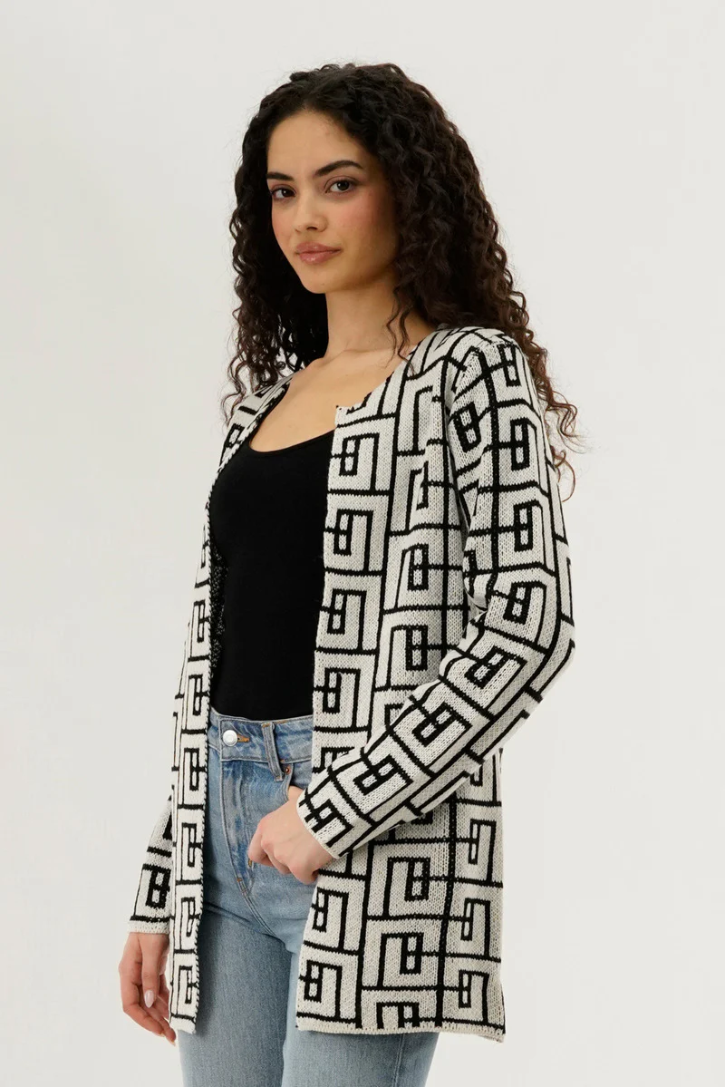 Beechers Brook Long Sleeve Knit Open Cardigan - Cream - Image 2