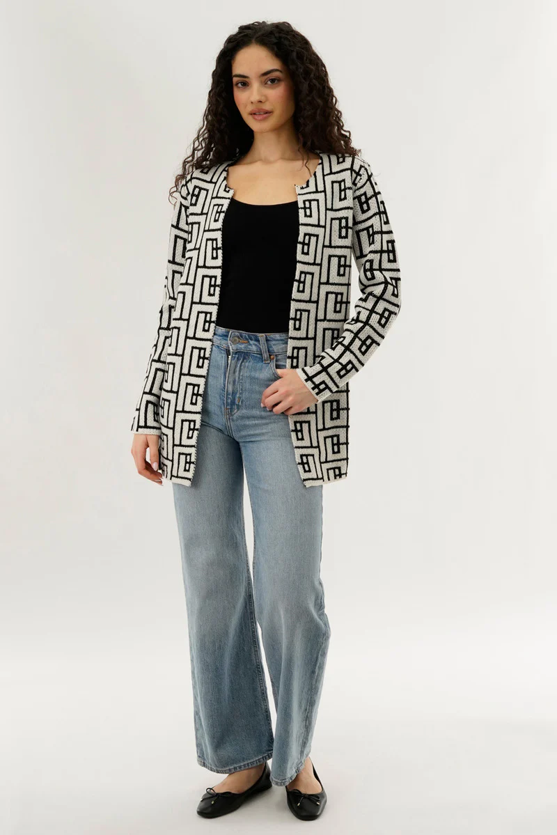 Beechers Brook Long Sleeve Knit Open Cardigan - Cream - Image 5