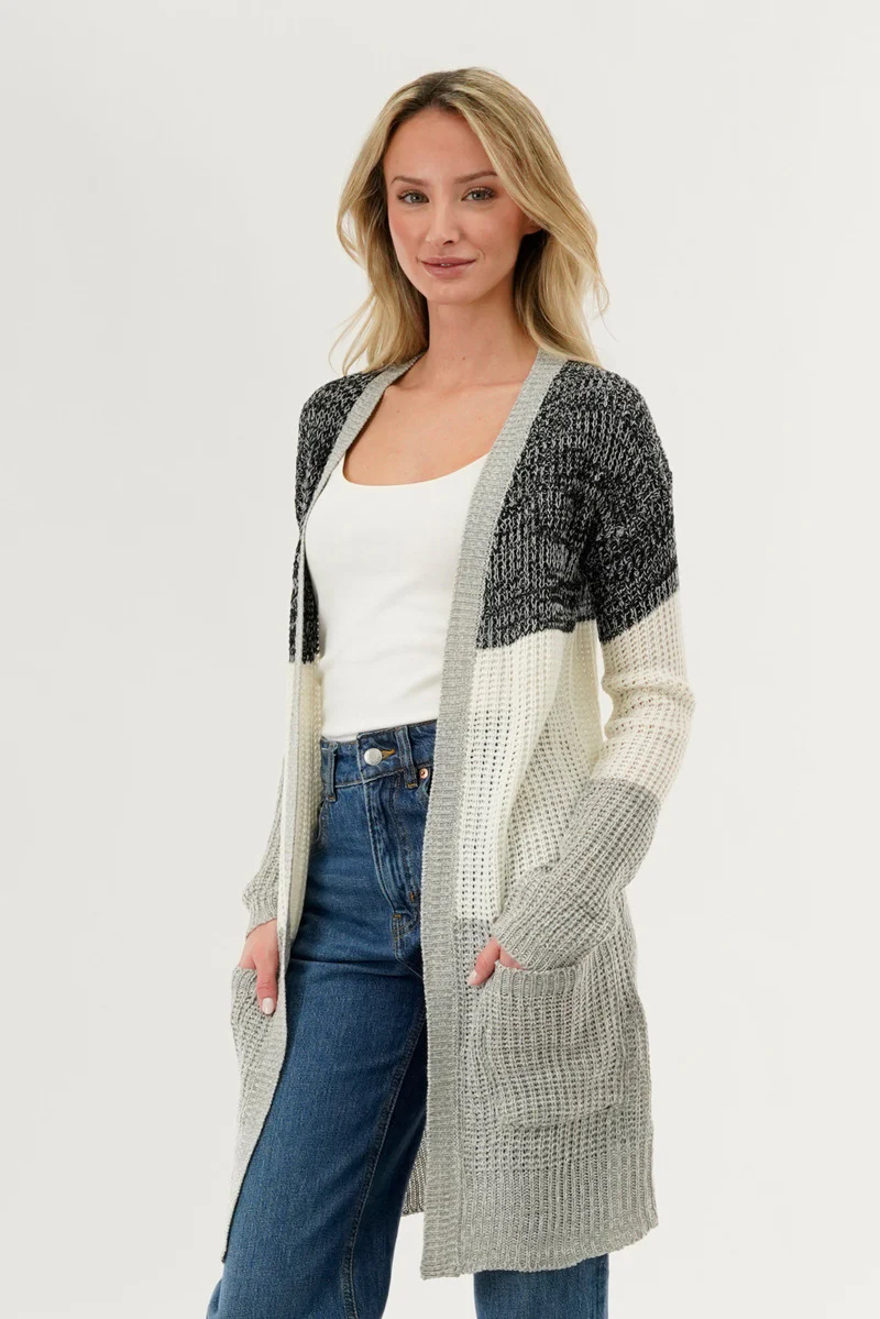 Stylexchange Colour Block Knit Cardigan - Black - Image 2