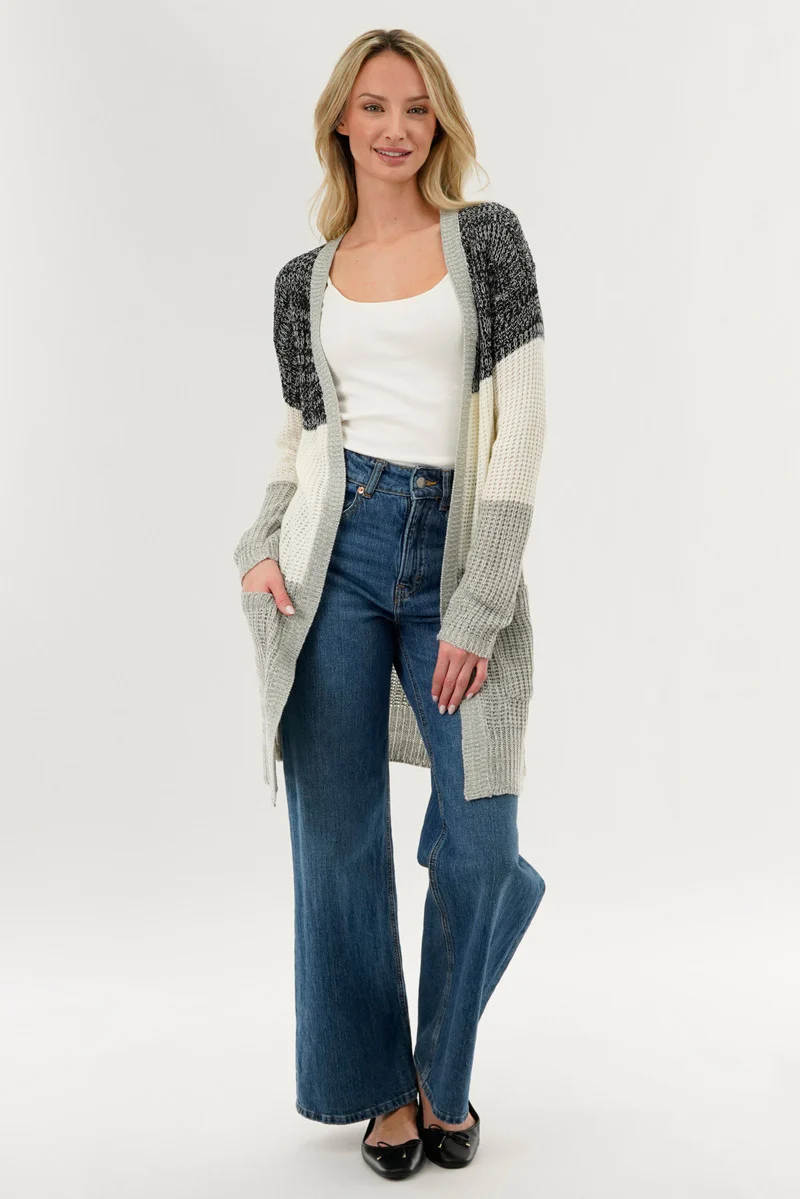 Stylexchange Colour Block Knit Cardigan - Black - Image 5