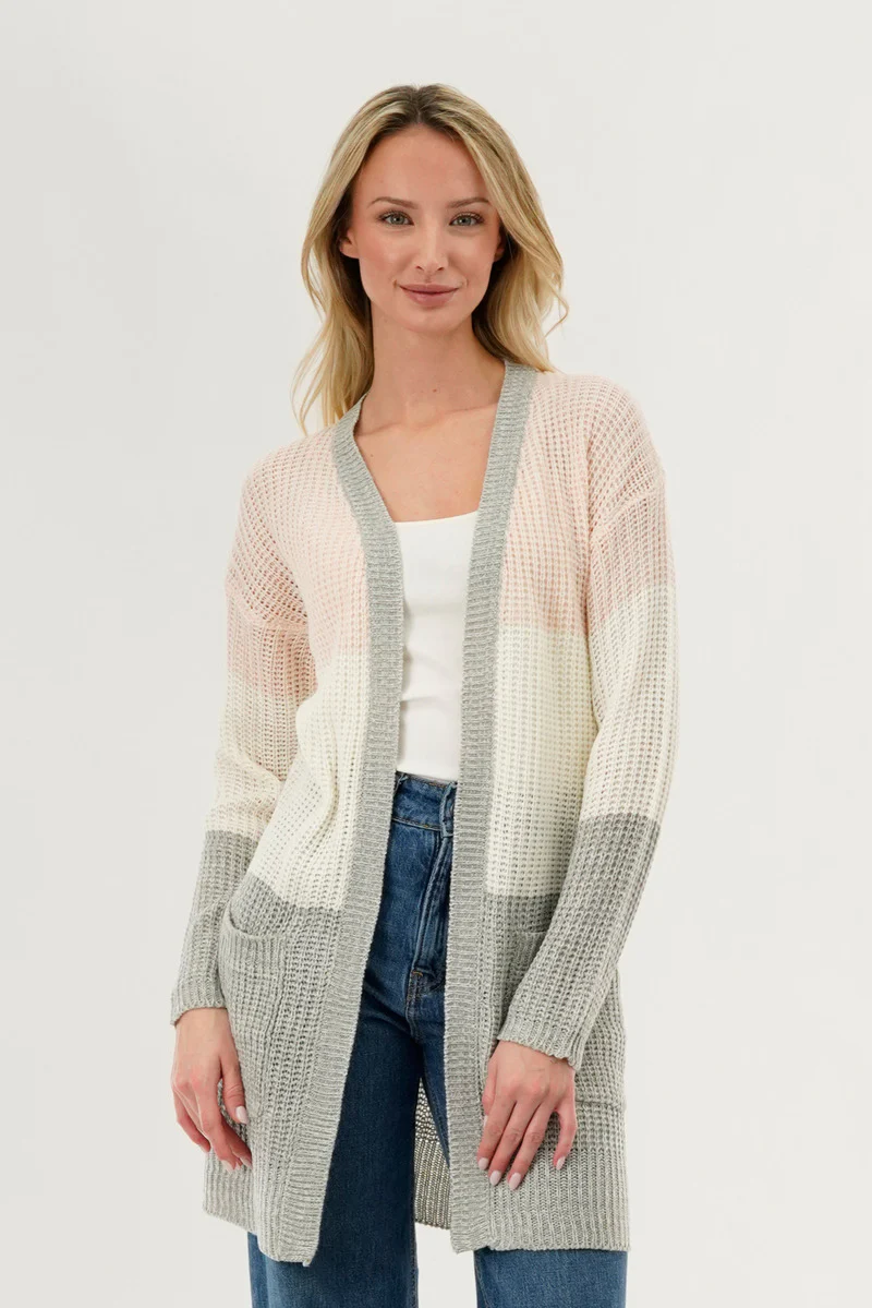 Stylexchange Colour Block Knit Cardigan - Pink