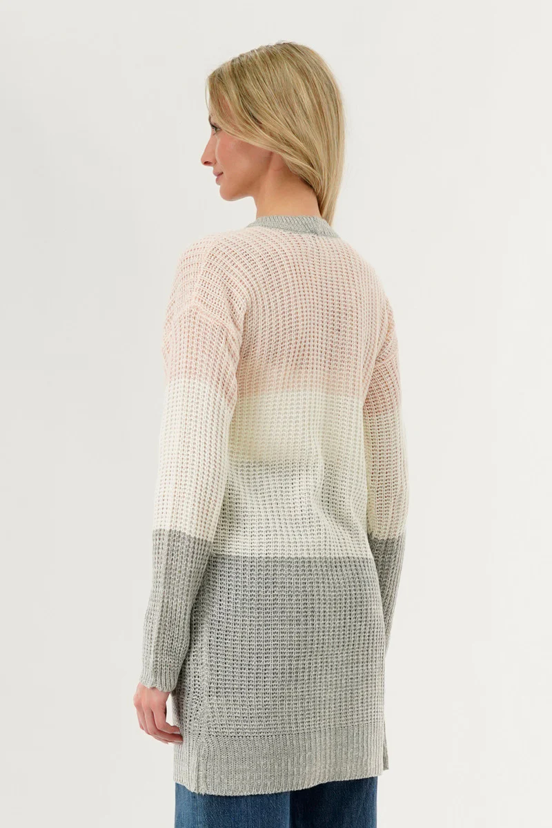 Stylexchange Colour Block Knit Cardigan - Pink - Image 3