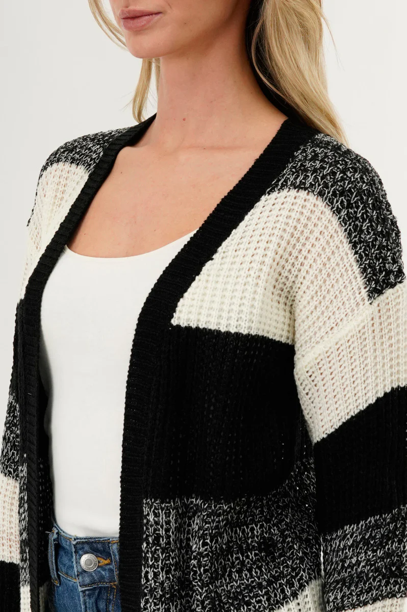Stylexchange Striped Knit Cardigan - Black - Image 4