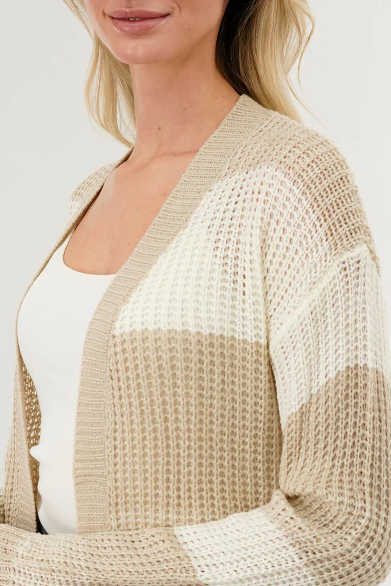 Stylexchange Striped Knit Cardigan - Beige - Image 4