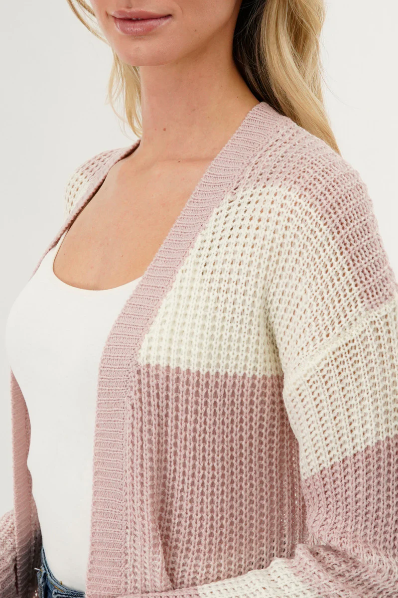 Stylexchange Striped Knit Cardigan - Pink - Image 4