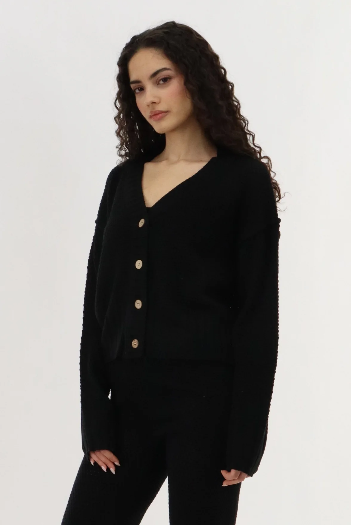 Runaway Bay V-Neck Knit Cardigan - Black - Image 2
