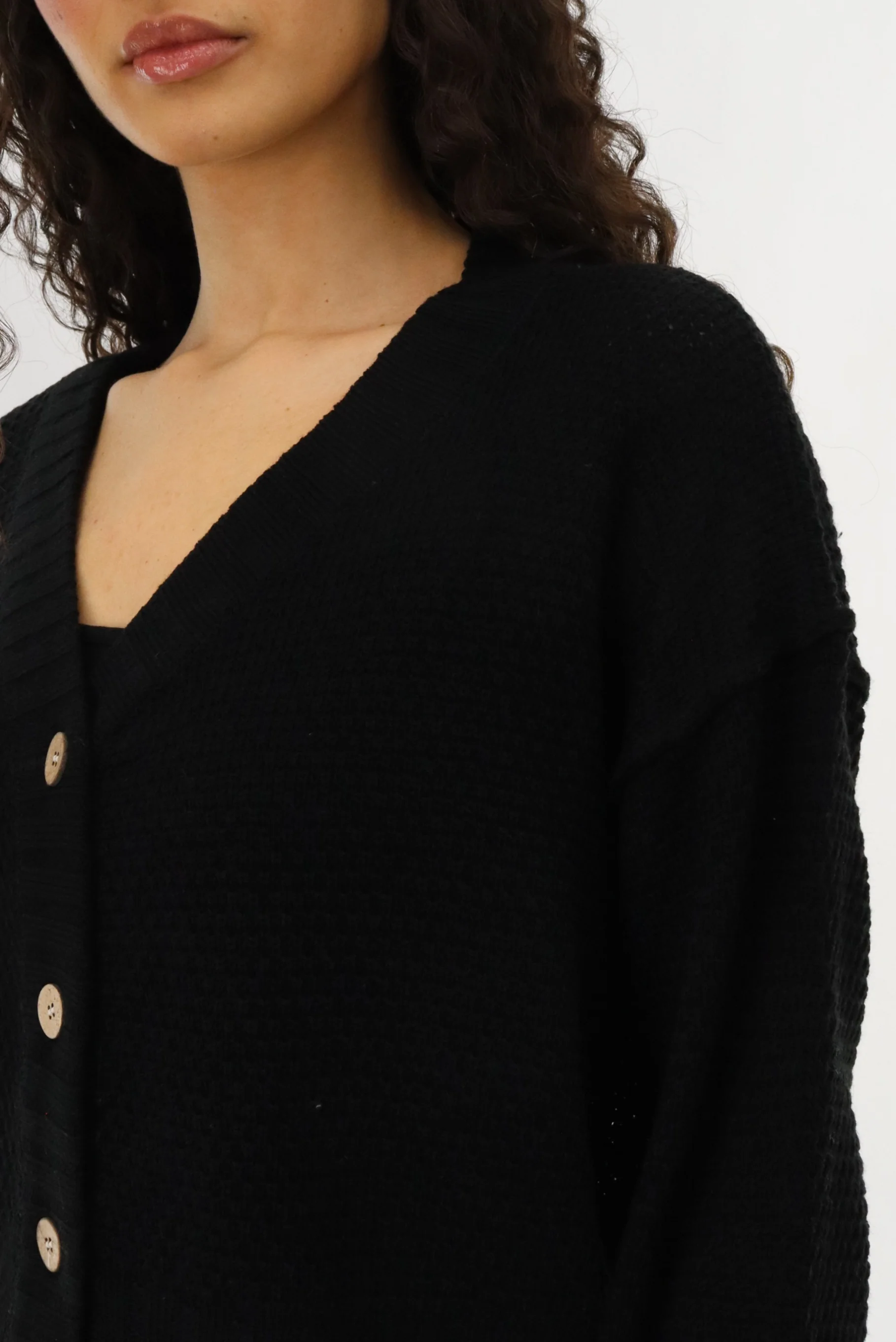 Runaway Bay V-Neck Knit Cardigan - Black - Image 4