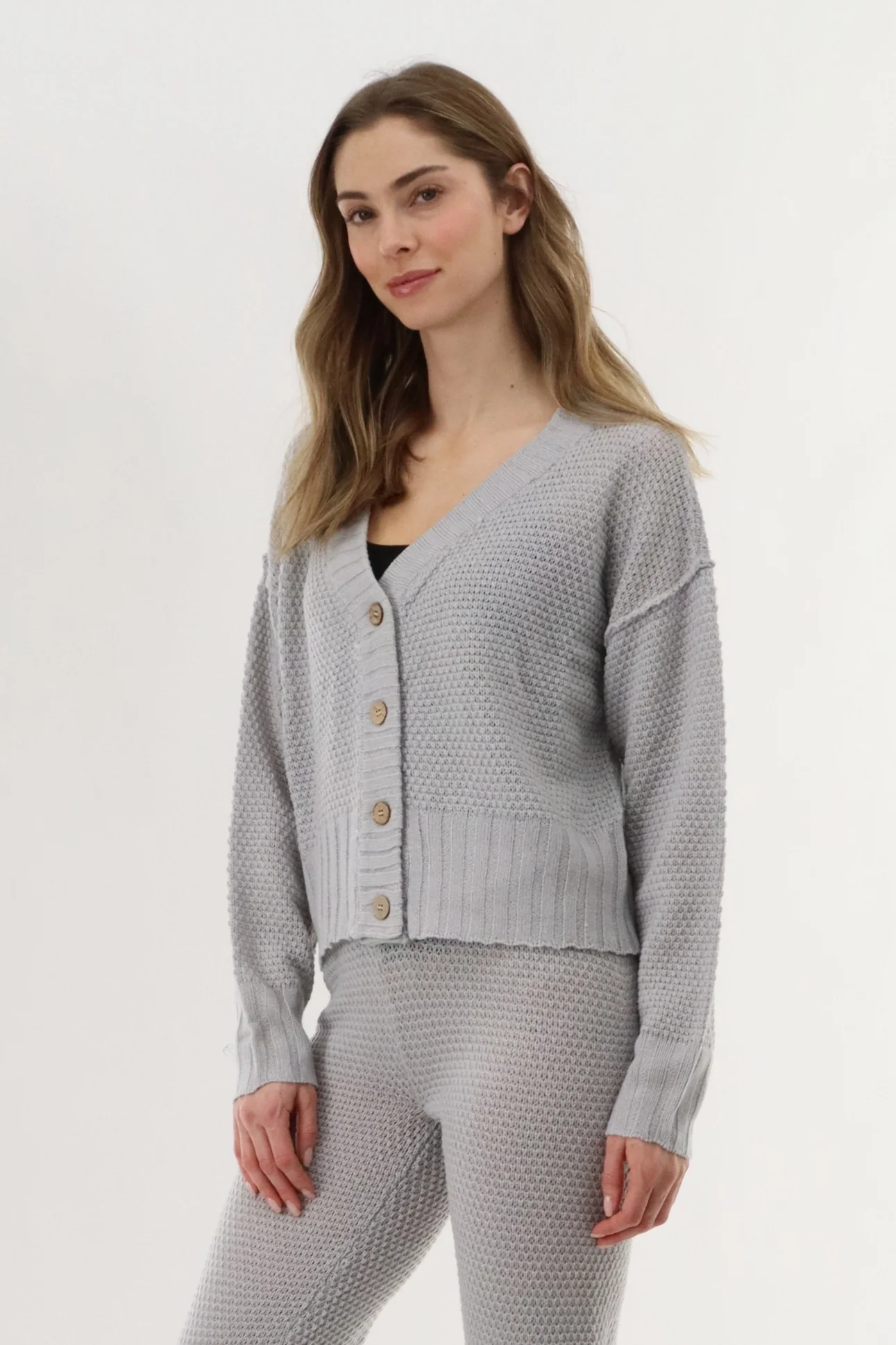 Runaway Bay V-Neck Knit Cardigan - Grey - Image 2