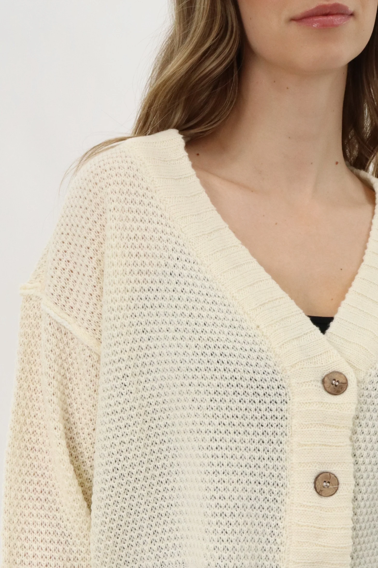 Runaway Bay V-Neck Knit Cardigan - Cream - Image 4