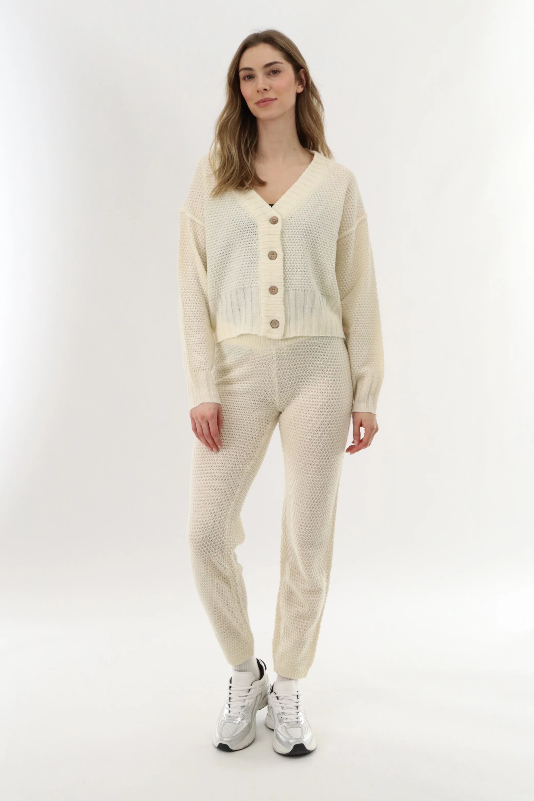 Runaway Bay V-Neck Knit Cardigan - Cream - Image 5