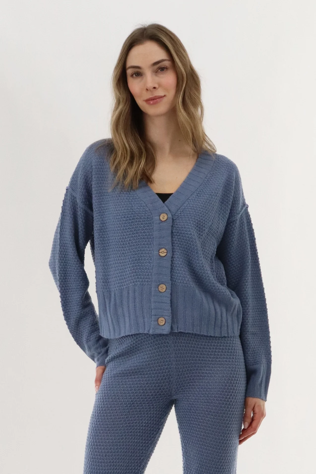 Runaway Bay V-Neck Knit Cardigan - Blue