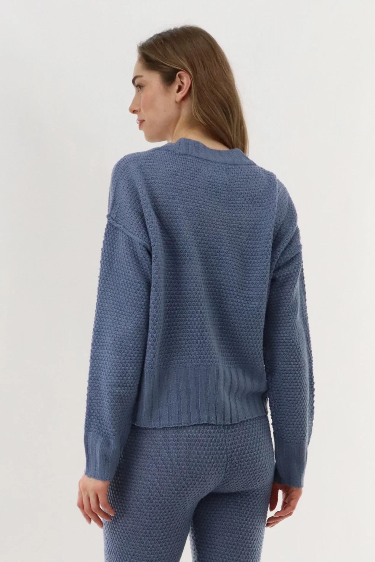 Runaway Bay V-Neck Knit Cardigan - Blue - Image 3