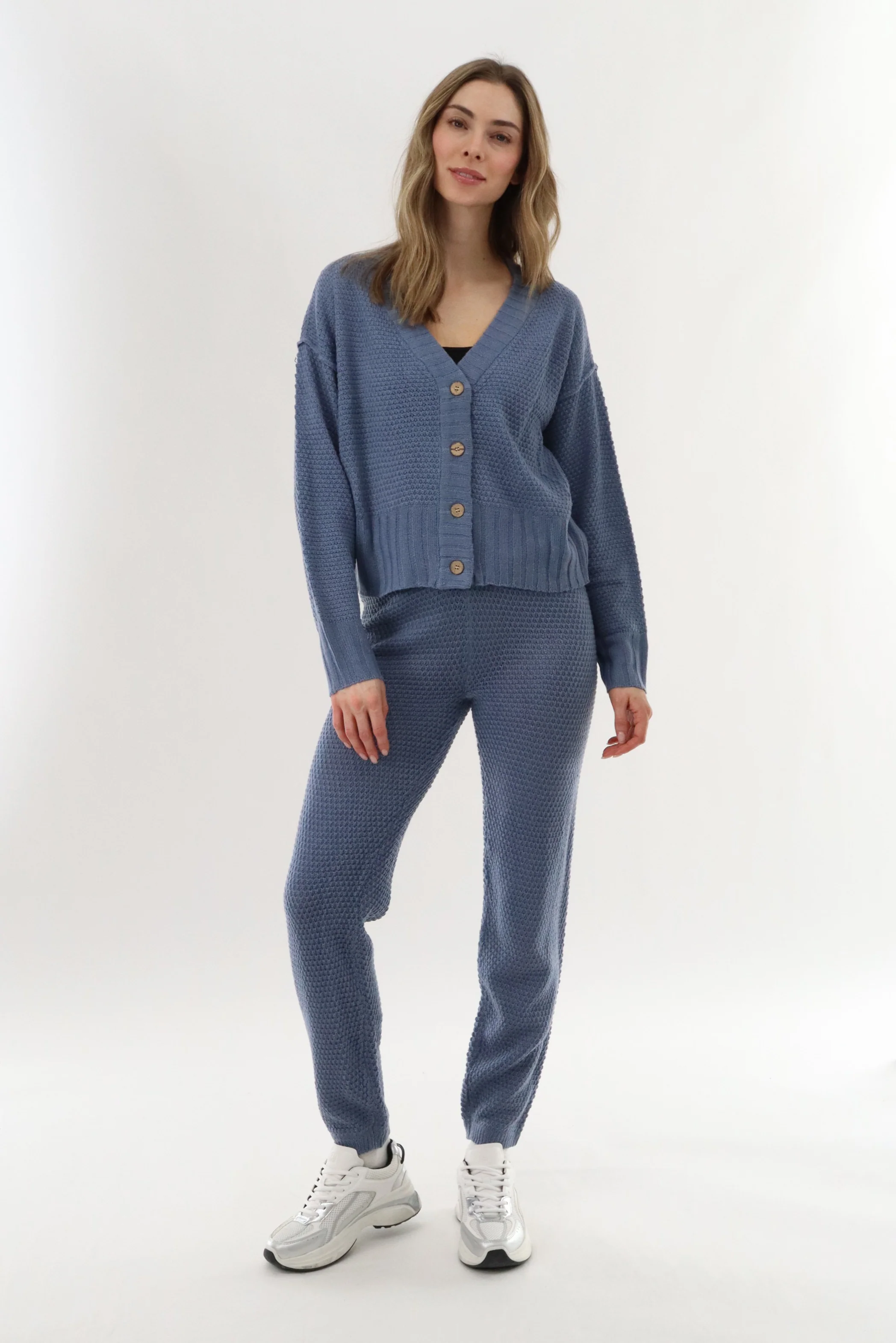 Runaway Bay V-Neck Knit Cardigan - Blue - Image 5