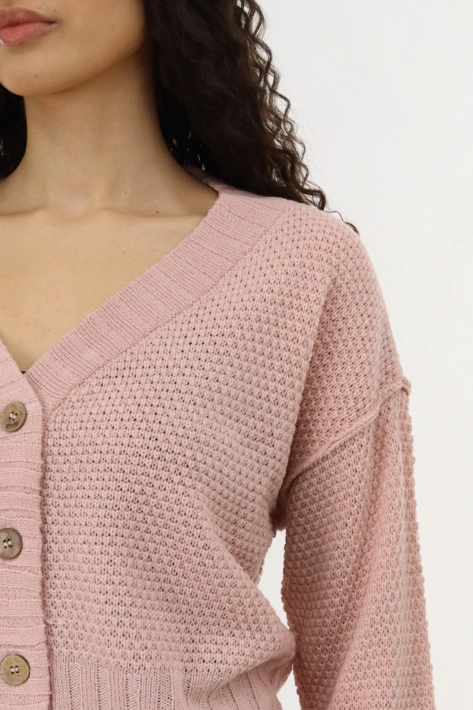 Runaway Bay V-Neck Knit Cardigan - Blush - Image 4