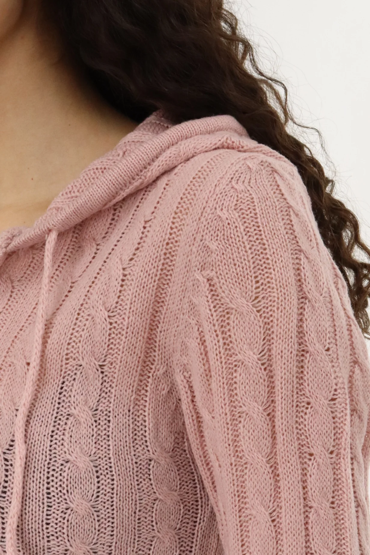Runaway Bay Cable Knit Zip Up Cardigan - Blush - Image 4