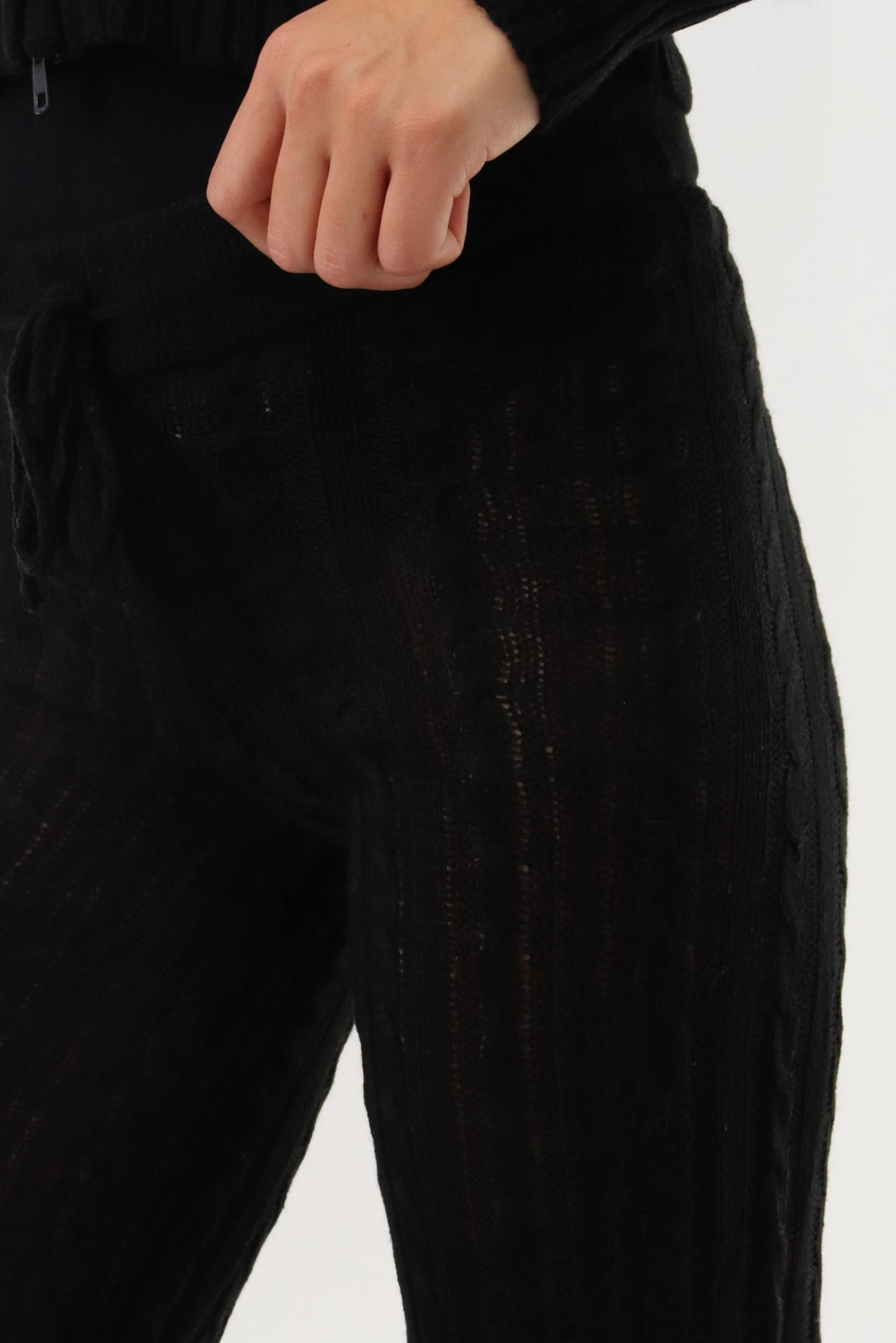 Runaway Bay Cable Knit Pants - Black - Image 4