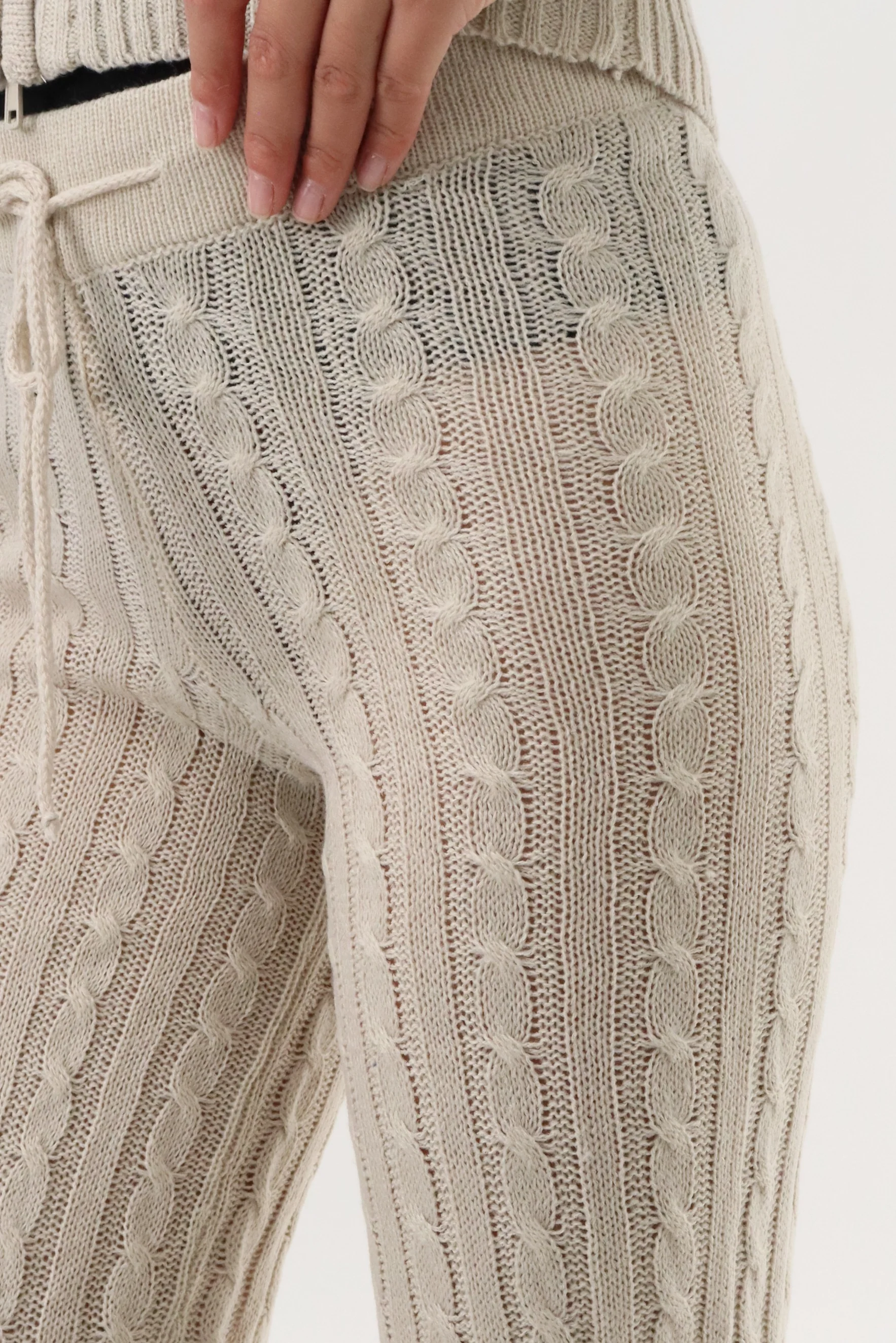Runaway Bay Cable Knit Pants- Stone - Image 4
