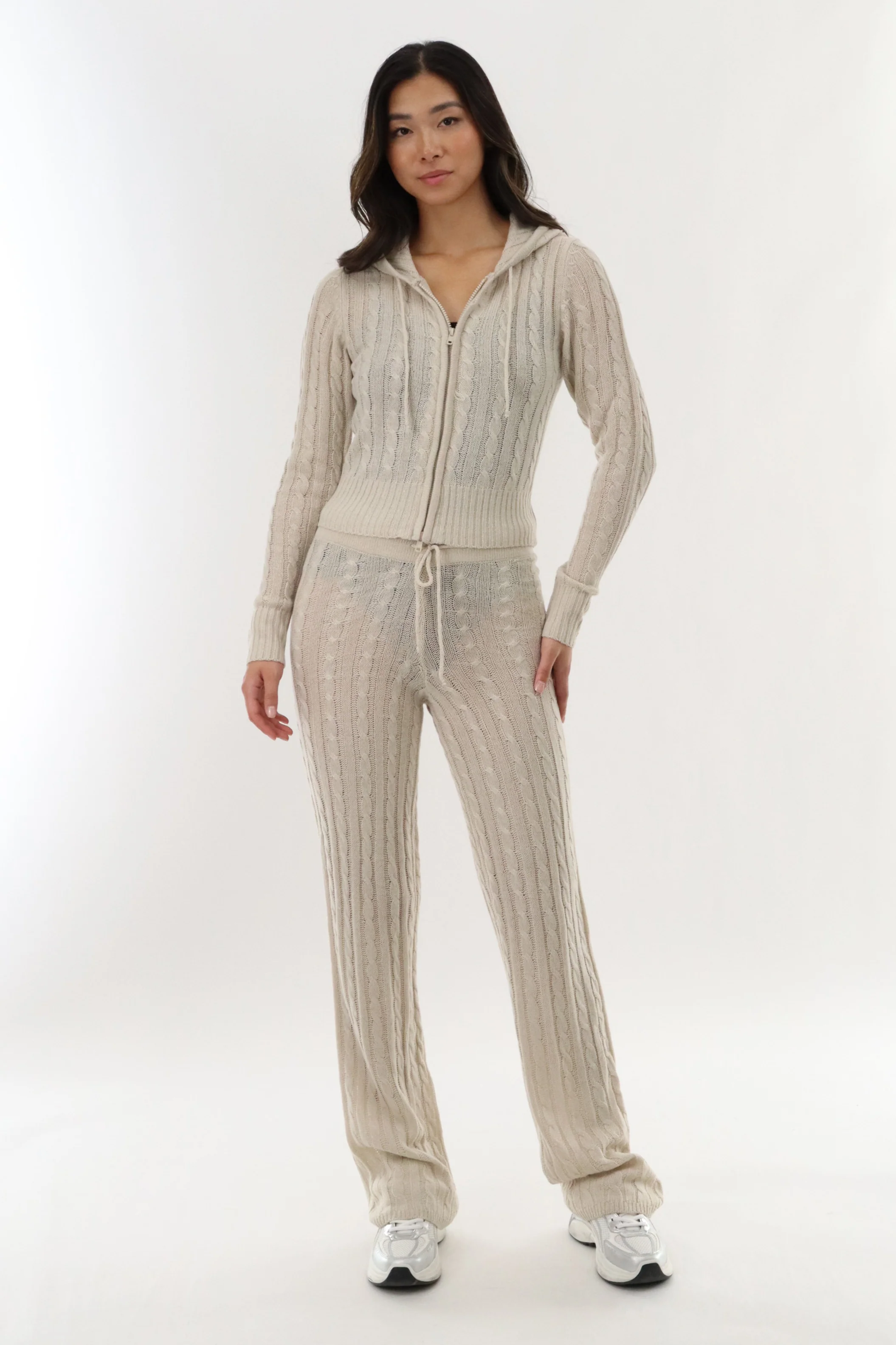 Runaway Bay Cable Knit Pants- Stone - Image 5