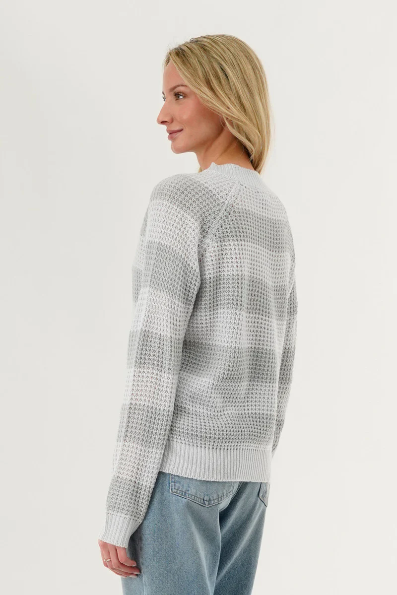 International INC Company Striped Knit Crewneck Pullover Sweater - Grey - Image 3