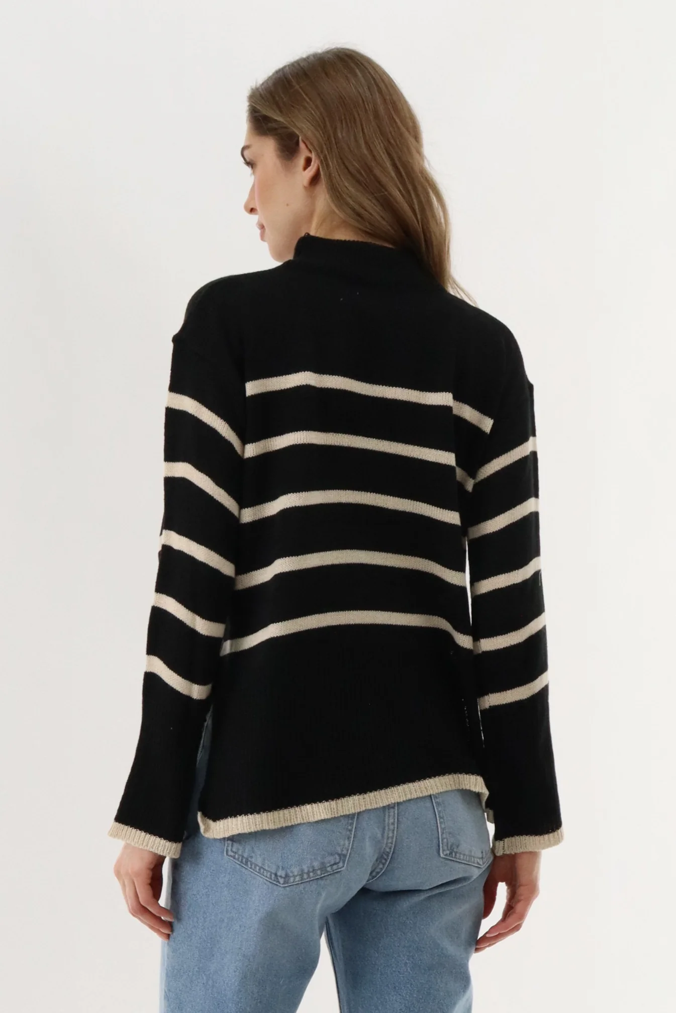 Beechers Brook Striped Knit Pullover Sweater - Black - Image 3