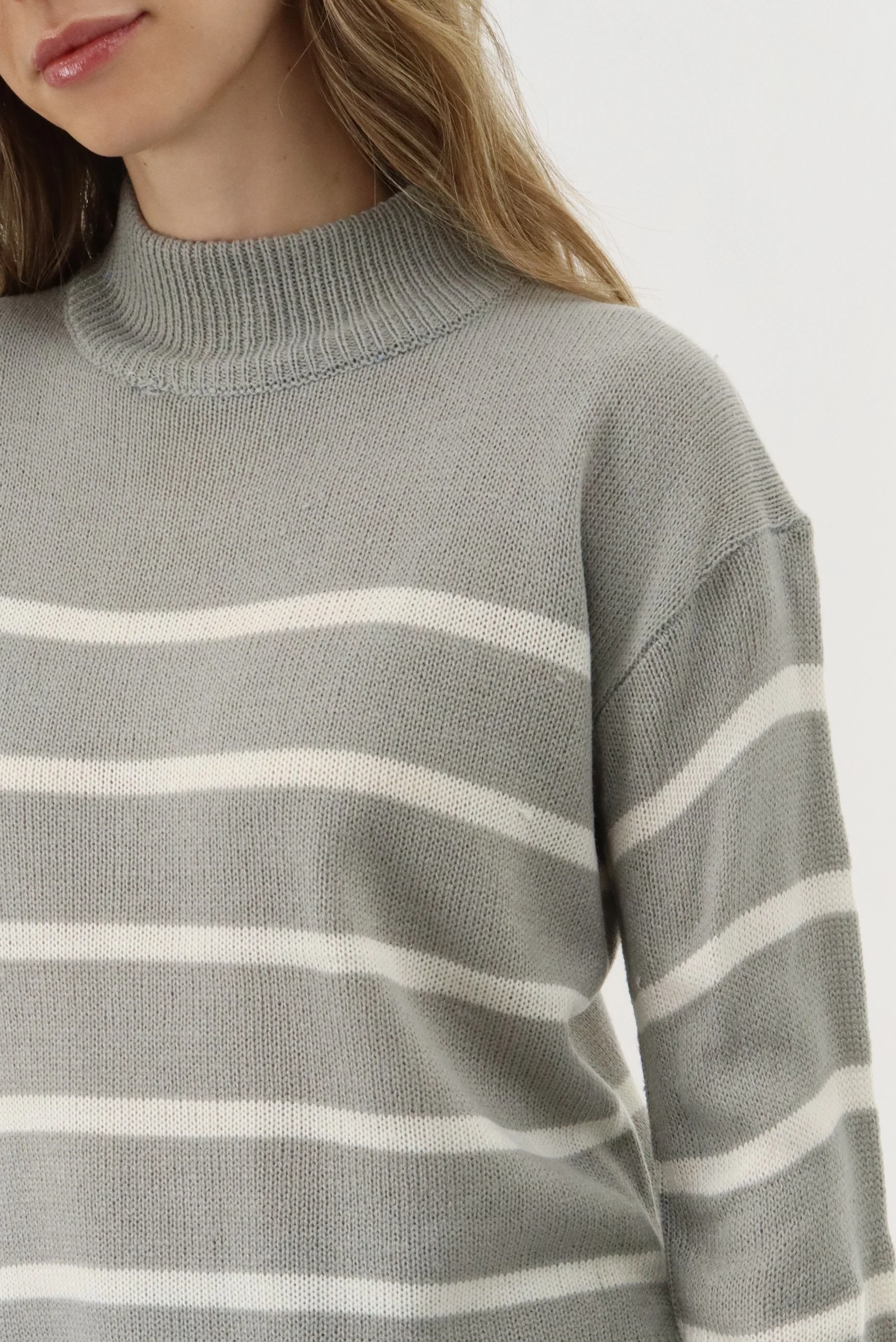 Beechers Brook Striped Knit Pullover Sweater - Grey - Image 4