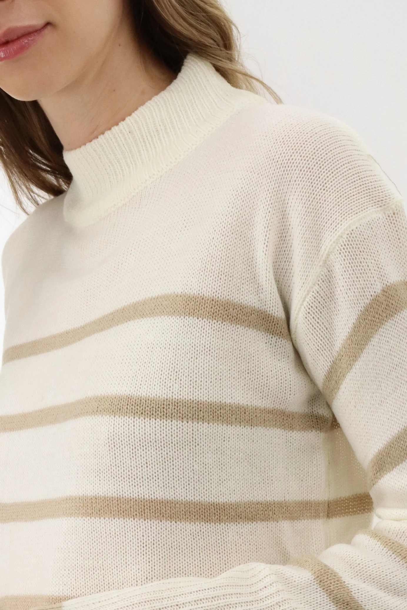 Beechers Brook Striped Knit Pullover Sweater - Cream - Image 4
