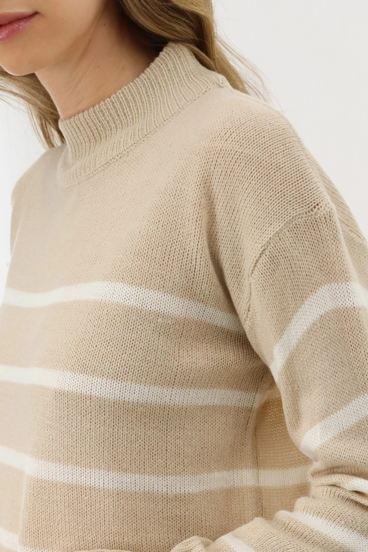 Beechers Brook Striped Knit Pullover Sweater - Beige - Image 4