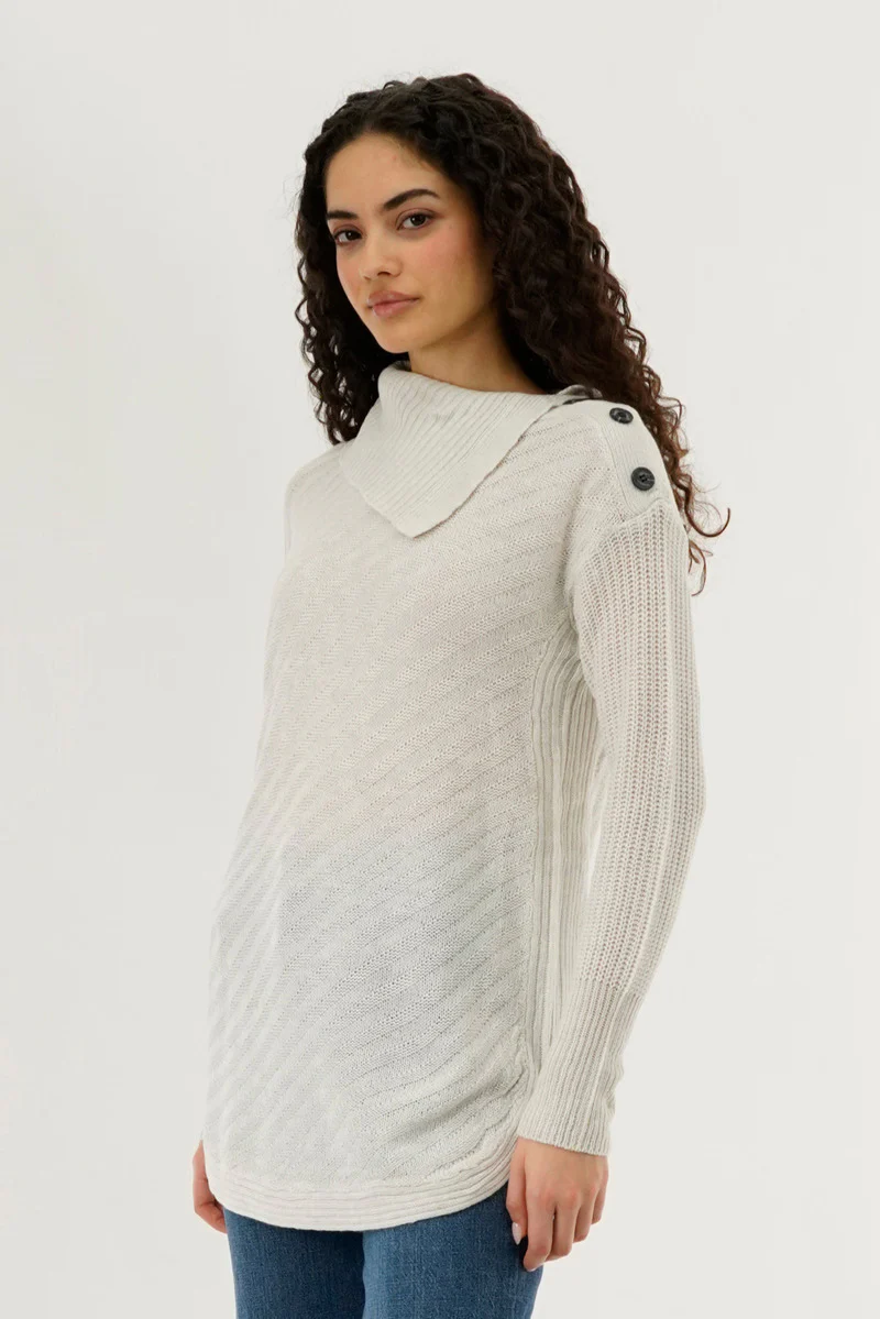 Beechers Brook High Neck Pullover Sweater - Cream - Image 2