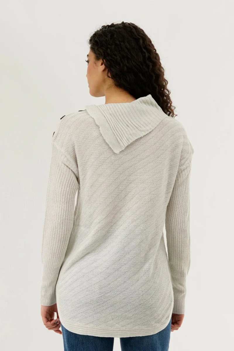 Beechers Brook High Neck Pullover Sweater - Cream - Image 3