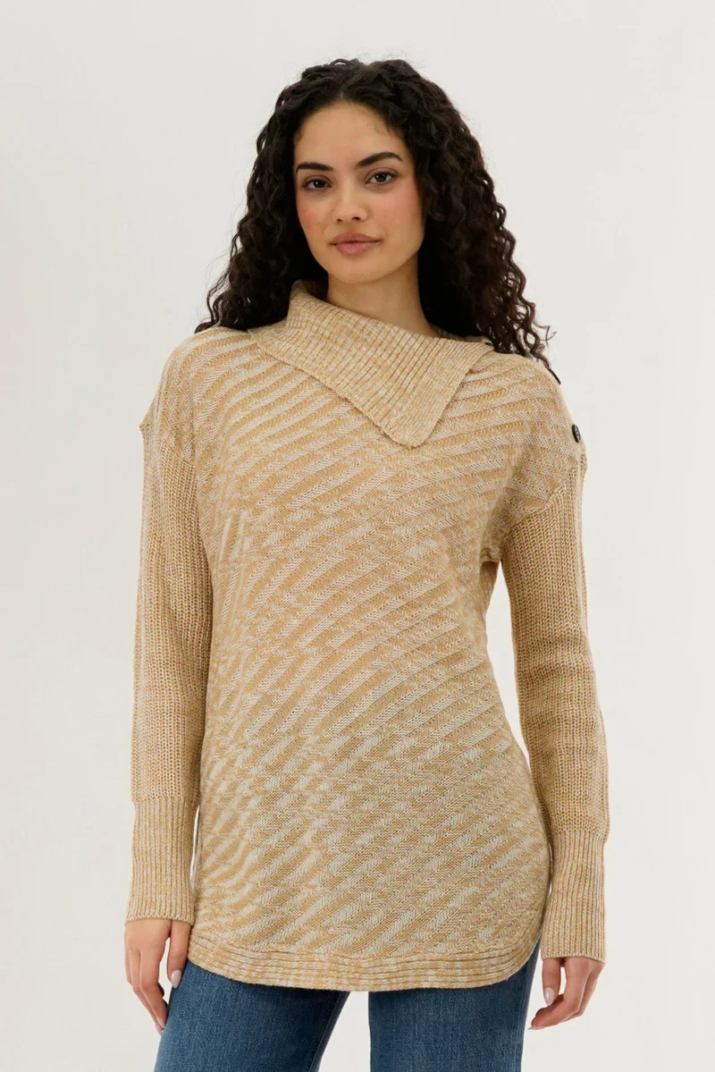 Beechers Brook High Neck Pullover Sweater - Beige