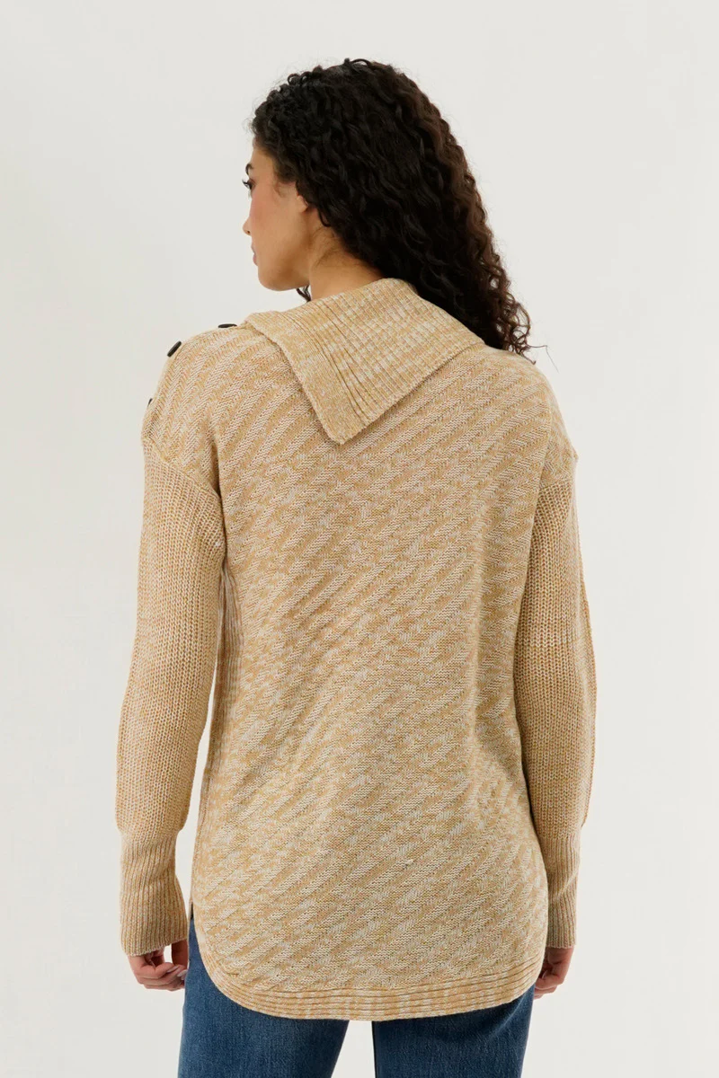 Beechers Brook High Neck Pullover Sweater - Beige - Image 3