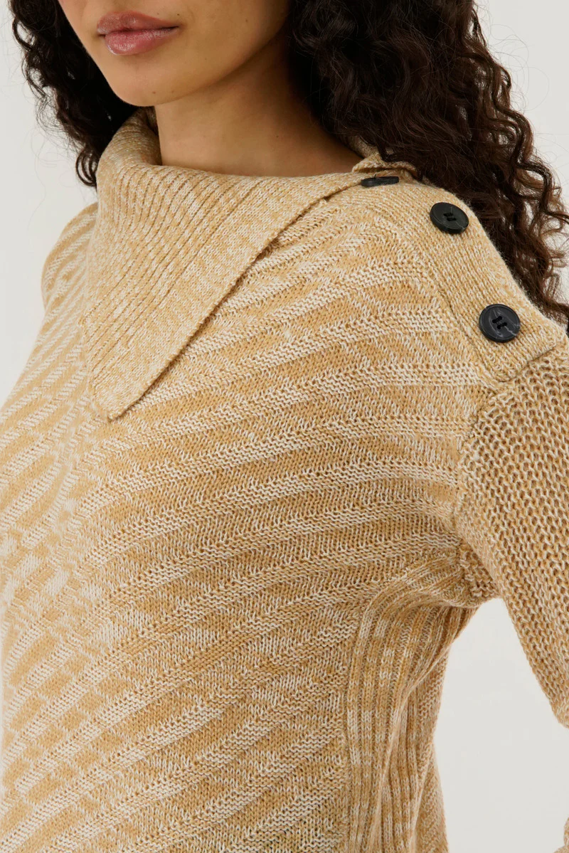 Beechers Brook High Neck Pullover Sweater - Beige - Image 4