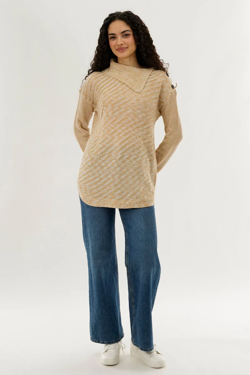 Beechers Brook High Neck Pullover Sweater - Beige - Image 5