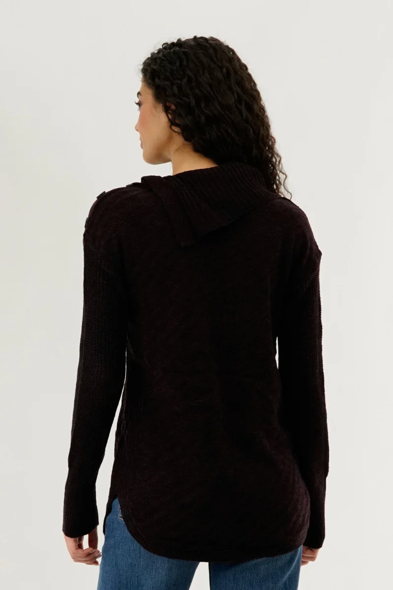 Beechers Brook High Neck Pullover Sweater - Burgundy - Image 3