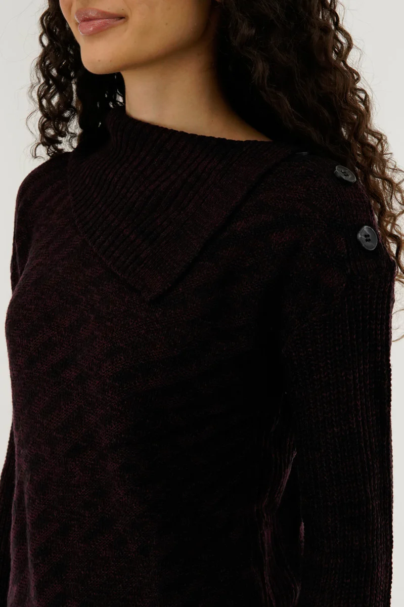 Beechers Brook High Neck Pullover Sweater - Burgundy - Image 4