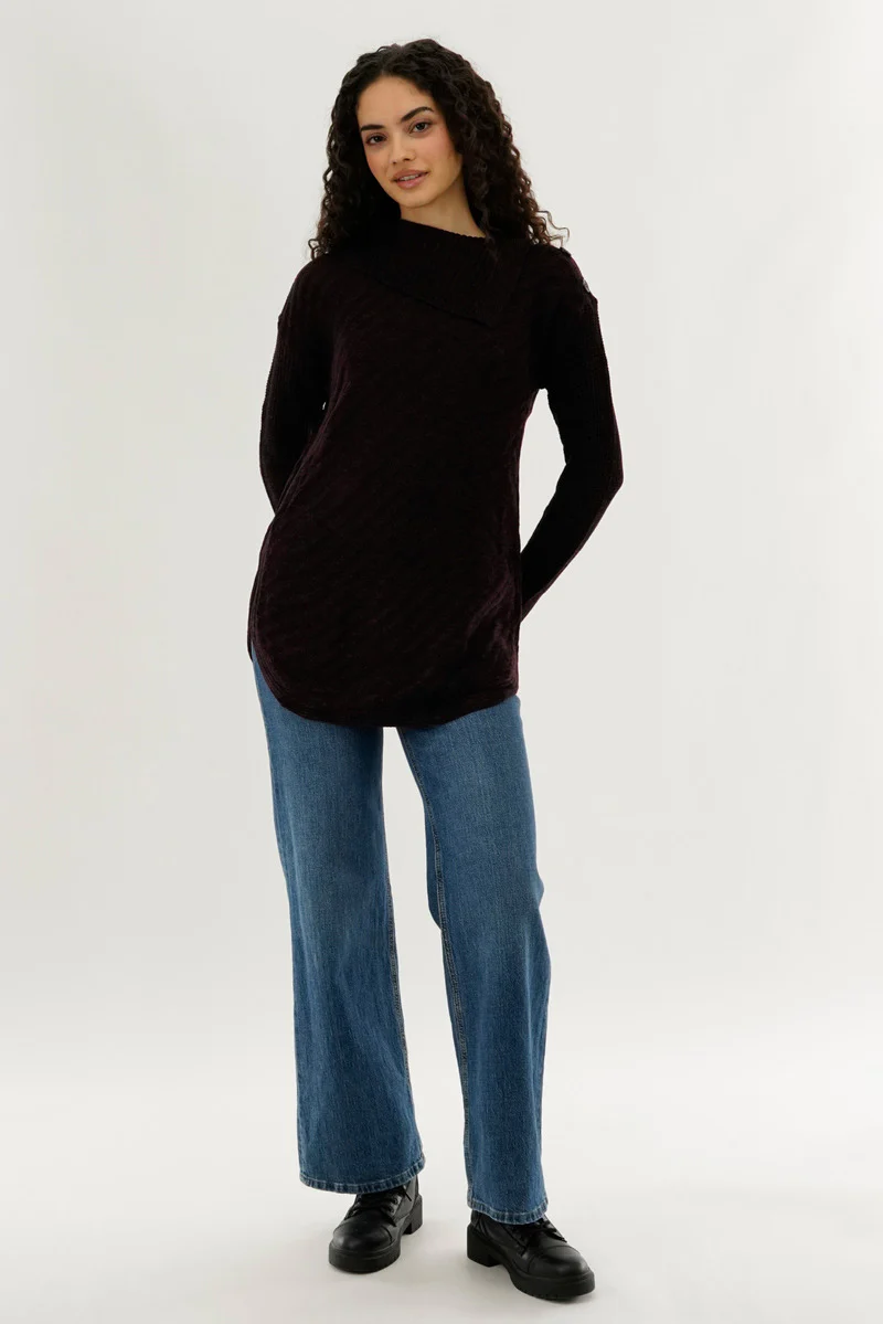 Beechers Brook High Neck Pullover Sweater - Burgundy - Image 5
