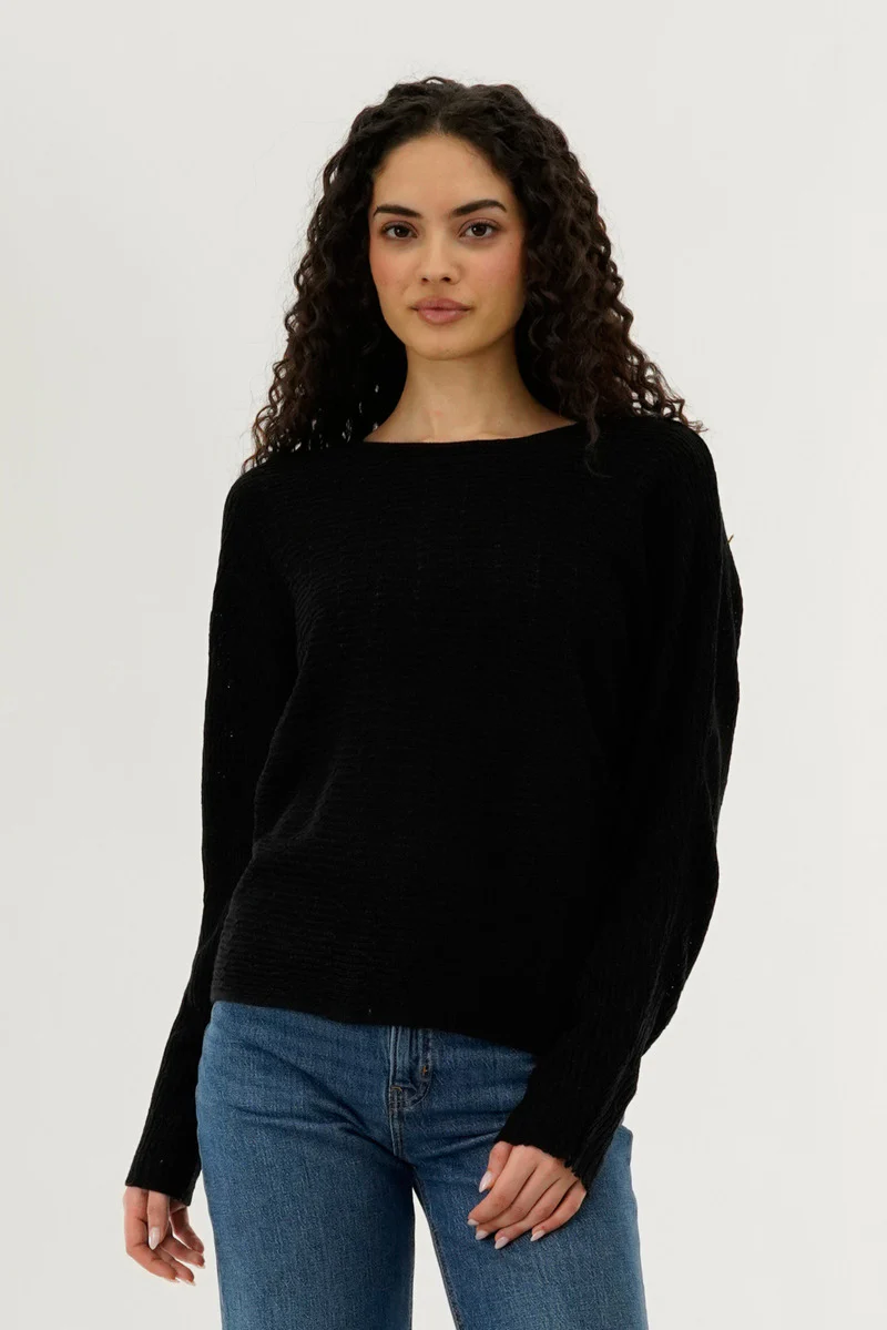 International INC Company Cable Knit Pullover Sweater - Black