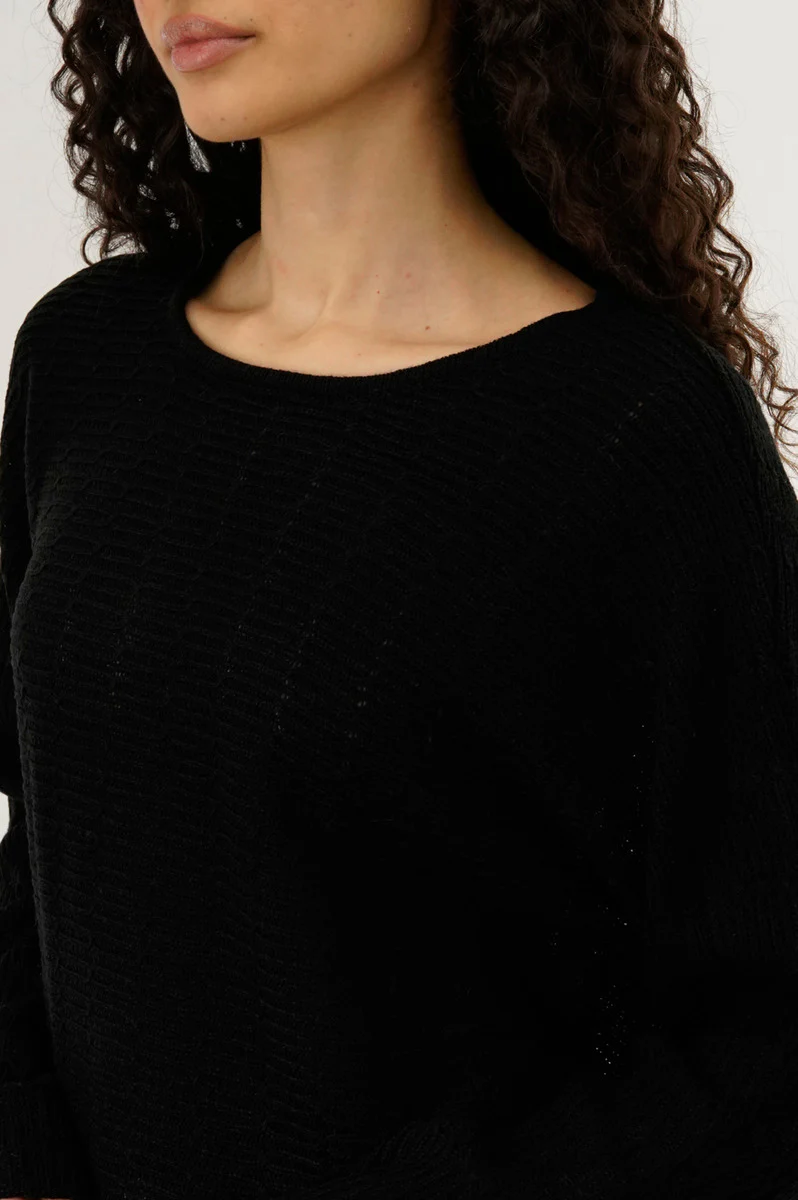 International INC Company Cable Knit Pullover Sweater - Black - Image 4