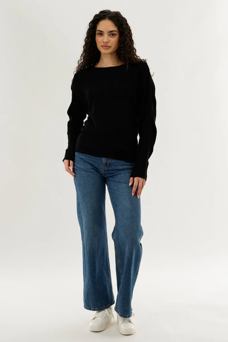 International INC Company Cable Knit Pullover Sweater - Black - Image 5